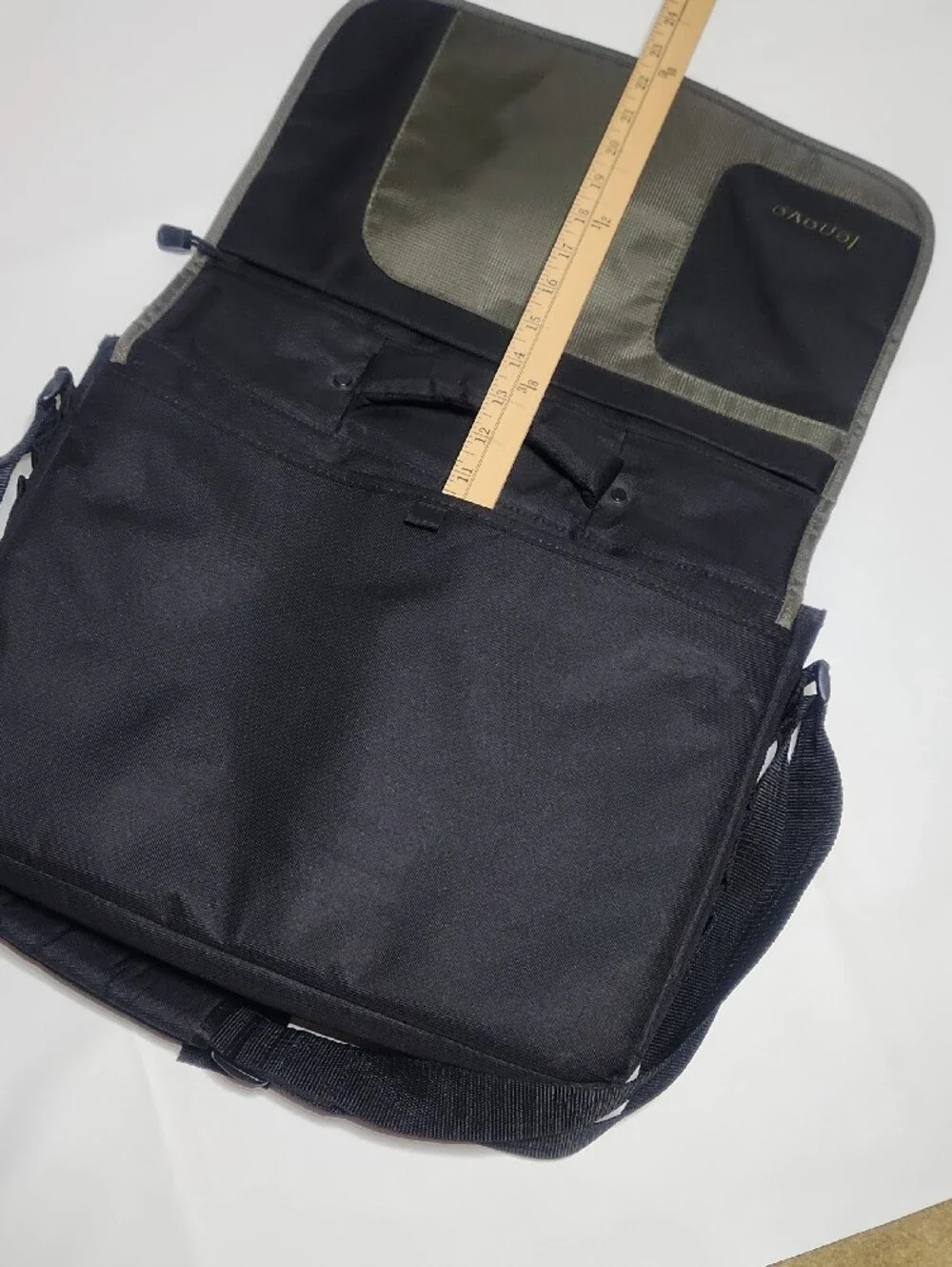 Lenovo Black and Olive Green Laptop Messenger Bag